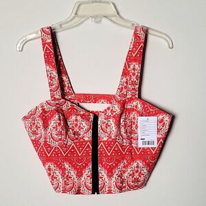 NWT Free People M 8 Bustier Corset Crop Cut Out Top Tank Boho Sexy Feminine